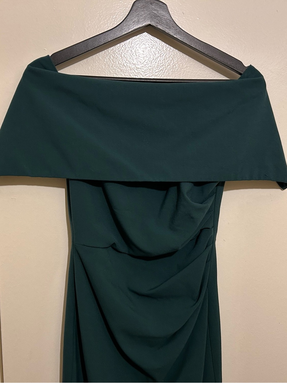 Off-Shoulder Evening Dress in Deep Teal